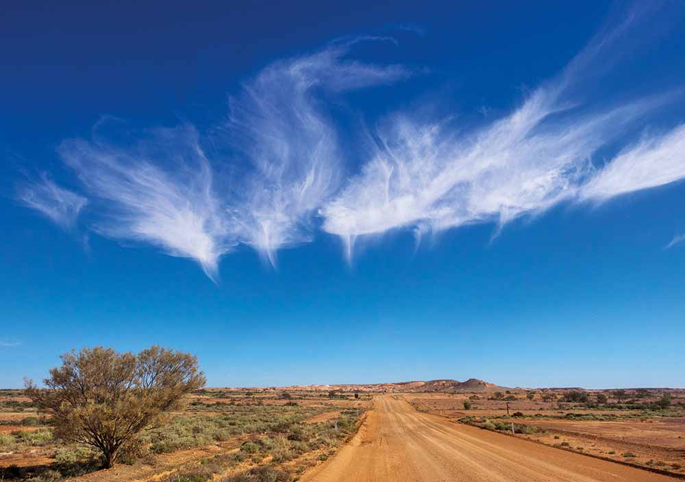 Cirrus clouds in the jet stream, seen from the Breakaways, near Coober Pedy, South Australia, 1 June 2016—Margaret Brown