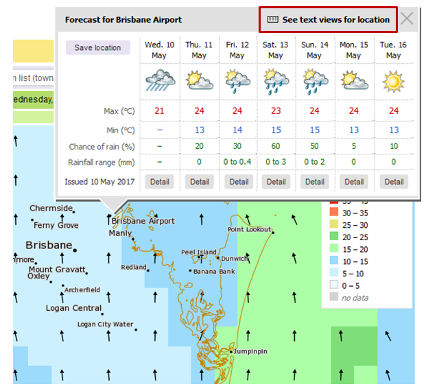 Image: Finding the expanded text view with detailed forecast information