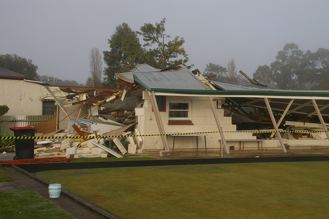 Damage to the Penola Bowling Club following a cool season tornado 31 July 2016