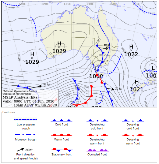 On A Weather Map Which Type Of Front Is Shown By A Line With Triangular Points On One Side The Art Of The Chart: How To Read A Weather Map - Social Media Blog -  Bureau Of Meteorology