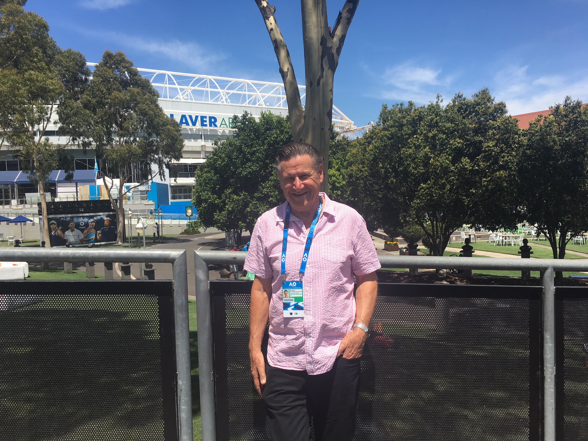 Image: Bob Leighton, Australian Open meteorologist, outside the Rod Laver Arena.