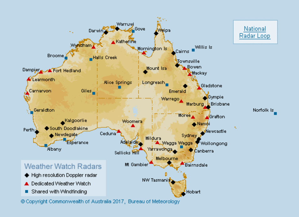 Map of Australia's radar network