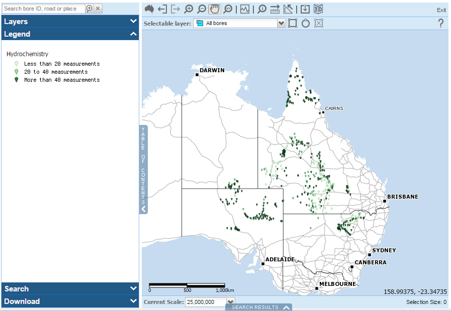 Map: GA bores with hydrochemistry data in the Explorer