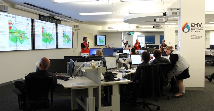 Image: A briefing at Victoria's State Control Centre. Credit: EMV