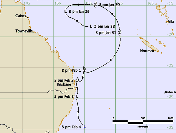 Track map: tropical cyclone Nancy