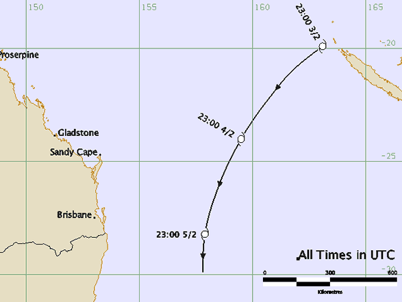 Track map: tropical cyclone Pam