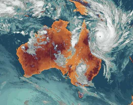 Satellite view of severe tropical cyclone Yasi on 3 February 2011.