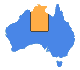 Map showing Northern Territory at the top of Australia
