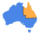 Map showing Queensland at the top-right of Australia