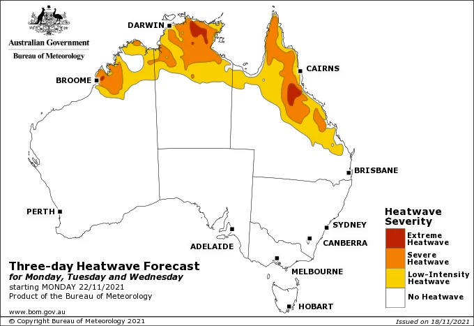 Example of heatwave forecast map